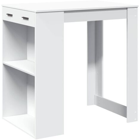 Mesa auxiliar multifuncional con 2 estantes y 1 cajón 102 x 70 x 103,5 cm madera de ingeniería blanca DEC036404