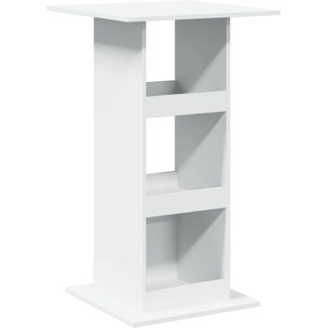 Mesa auxiliar multifuncional con almacenaje 60 x 60 x 102 cm madera de ingeniería blanca DEC036325
