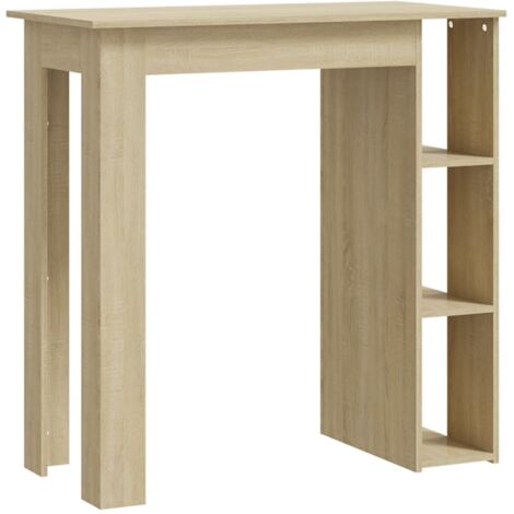 Mesa auxiliar multifuncional con estante 102 x 50 x 103,5 cm en madera de ingeniería color roble DEC036346