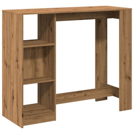 Mesa auxiliar multifuncional con estante 124 x 46 x 103,5 cm en madera de ingeniería color roble DEC036341