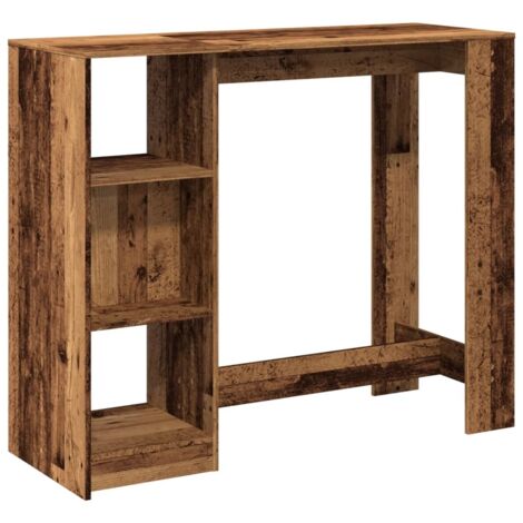Mesa auxiliar multifuncional con estante 124 x 46 x 103,5 cm madera de ingeniería marrón efecto envejecido DEC036356