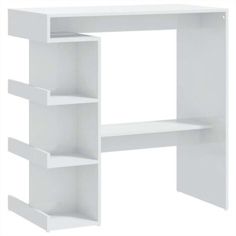 Mesa auxiliar multifuncional con estante de almacenamiento 100 x 50 x 101,5 cm madera de ingeniería blanco brillo DEC036509
