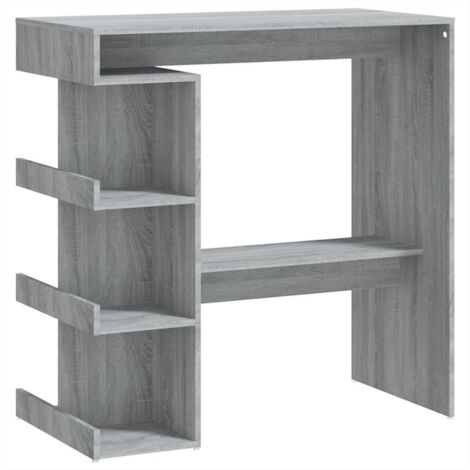 Mesa auxiliar multifuncional de bar con estante de almacenamiento, 100 x 50 x 101,5 cm, madera de ingeniería, gris, DEC036453