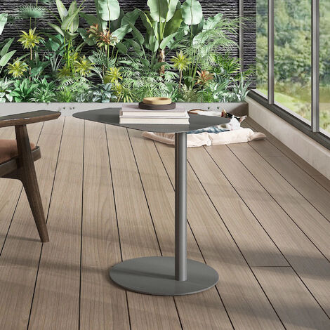 Mesa auxiliar Nastätten trapezoidal interior/exterior metal 50 x 50 x 38 cm - Gris mate [en.casa]