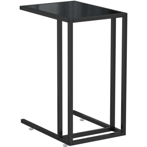 Mesa auxiliar ordenador mesa final de sofá 50 x 35 x 65 cm negro cristal templado y hierro DEC032518