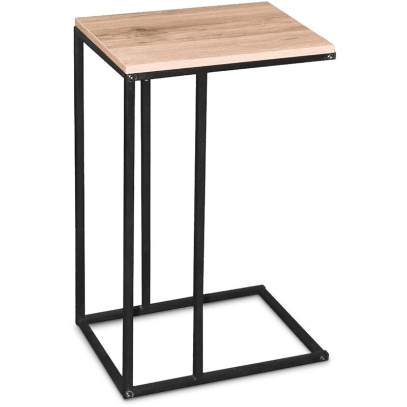 

Mc Haus - Mesa auxiliar original y resistente de madera MDF estilo industrial y color negro