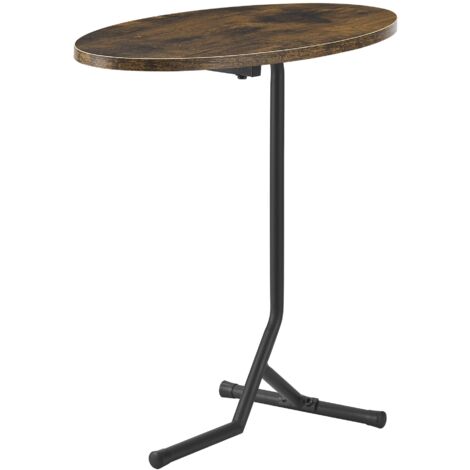Mesa auxiliar ovalada 55 x 60 x 30 cm imitación madera oscura 030008628
