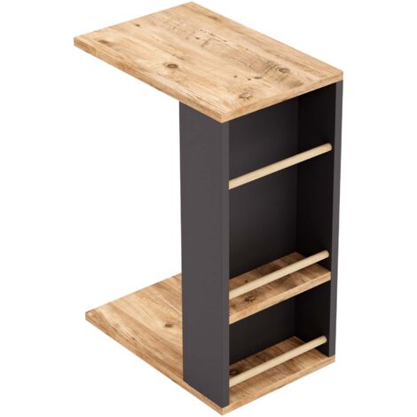 Mesa auxiliar para portátil 44 x 29 x 65 cm efecto madera negra 030010962