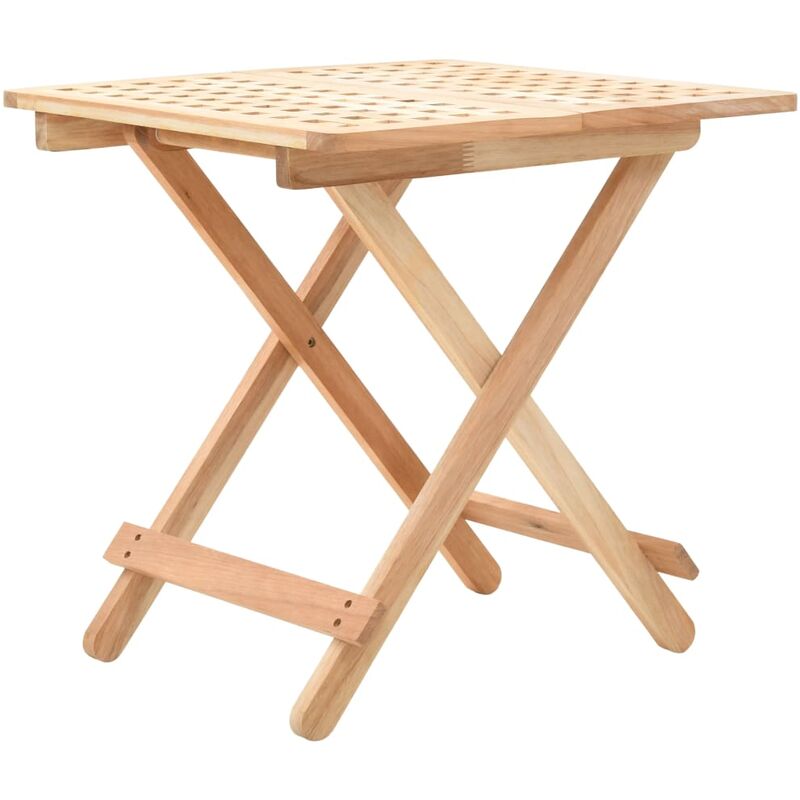 

Mesa auxiliar plegable de madera maciza de nogal 50x50x49 cm - Beige