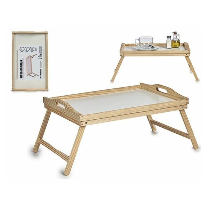 

BHD - Mesa Auxiliar Plegable Marrón Blanco Madera (65 x 30 x 23 cm)