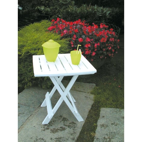 PROGARDEN Mesa auxiliar plegable para camping y jardín modelo Adige - 44 x 44 x 50 cm. - Blanco