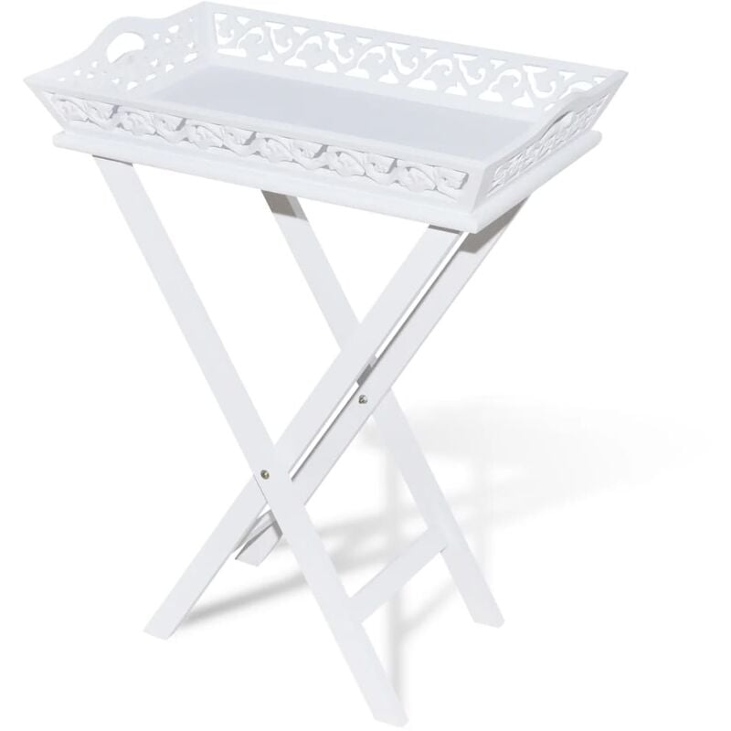

vidaXL Mesa auxiliar con bandeja blanca - Blanco