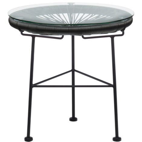Mesa auxiliar redonda Ø45 cm en acero y mimbre sintético Acapulco SKLUM             
