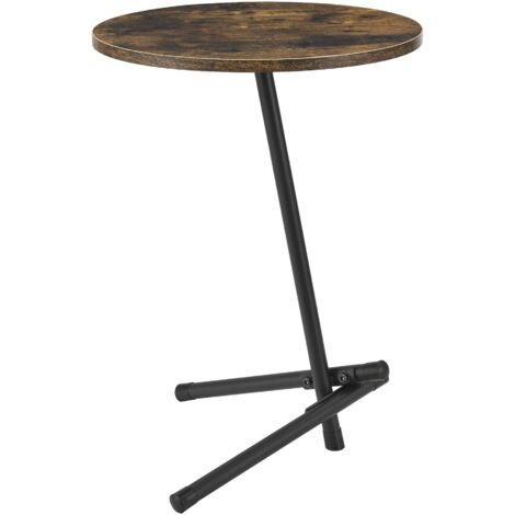 Mesa auxiliar redonda 55 x 40 cm imitación madera oscura 030008642