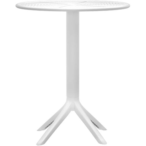 Mesa auxiliar redonda 60 cm para uso interior o exterior en plástico blanco 100009200