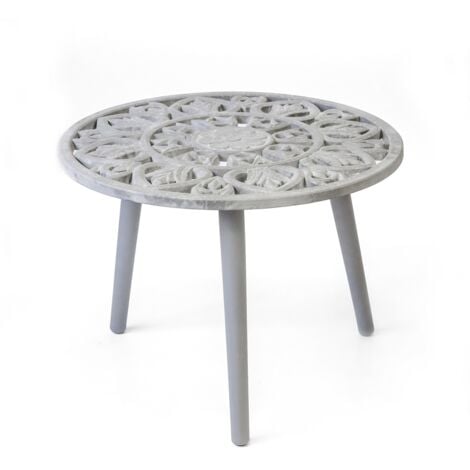 MBTIC Mesa auxiliar redonda barata acabado gris, 46cm(alto) 48cm(ancho) 36cm(largo)