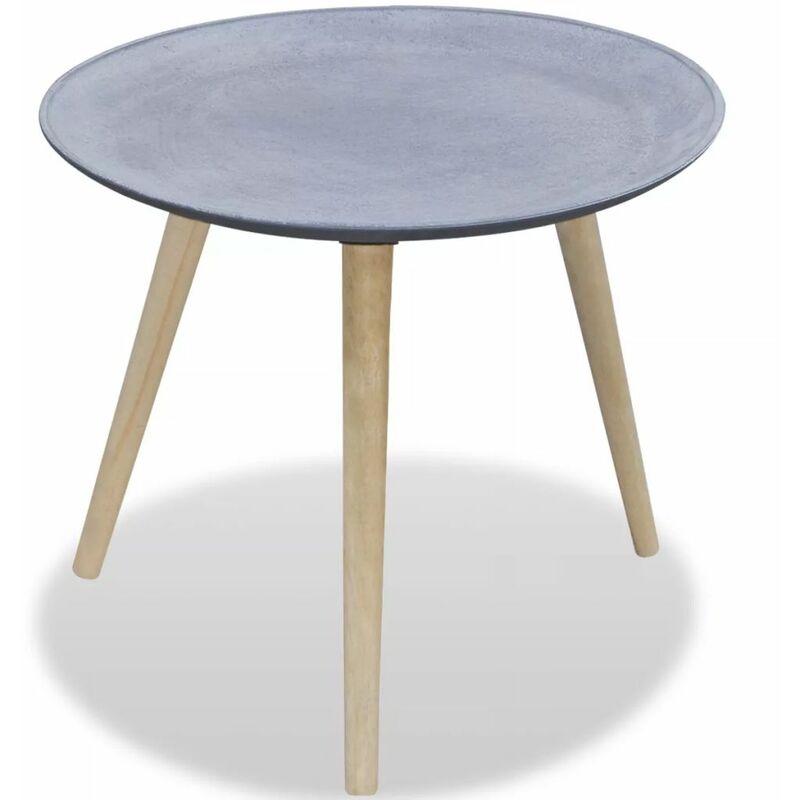 

Mesa auxiliar redonda con aspecto de hormigón gris