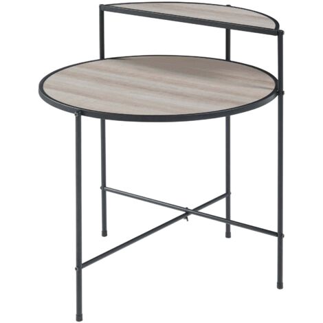 Mesa auxiliar redonda con estante de metal 68 x 62 cm MDF gris 030010953