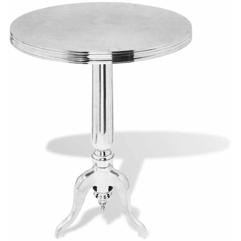 

Mesa auxiliar redonda de aluminio plateada