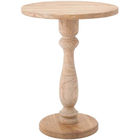 Mesa auxiliar redonda de madera maciza de mindi 60 × Ø 50 cm hecha a mano 100009219