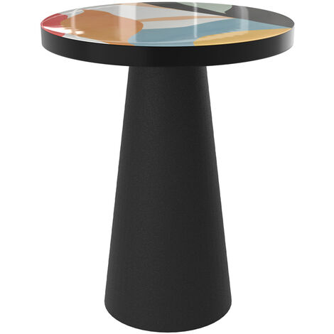 Mesa auxiliar redonda de metal multicolor y negro D40,5 cm - Cheyenne