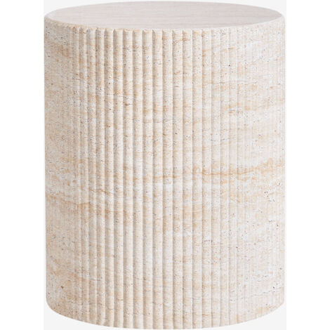 Mesa auxiliar redonda en cemento look travertino (Ø38 cm) Velia SKLUM             