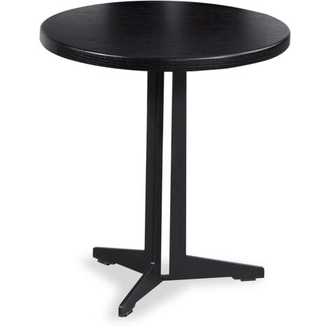Mesa Auxiliar Redonda Pärumm Oslo 45x45 cm de Madera y Metal Negra