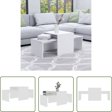 Mesa auxiliar -  Set de mesas de centro madera contrachapada blanco 100x48x40 cm