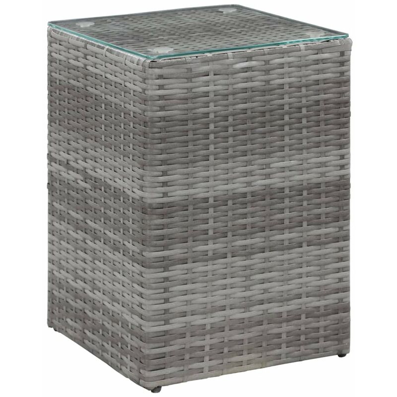 

Happyshopping - Mesa auxiliar superficie vidrio ratan sint. gris 35x35x52 cm