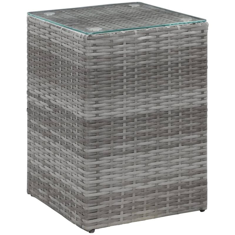 

Mesa auxiliar superficie vidrio ratán sint. gris 35x35x52 cm