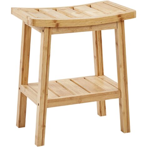 Mesa auxiliar taburete de baño bambú madera clara estilo moderno Tremont