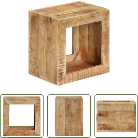 Mesa auxiliar -  Taburete madera maciza de mango 40x30x40 cm