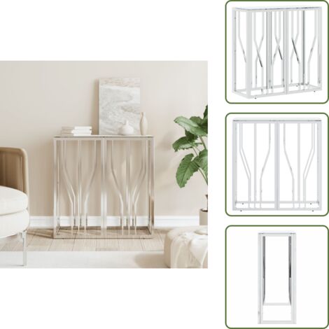 Mesa auxiliar - vidaXL Mesa consola de acero inoxidable y vidrio plateada 70x30x70 cm - Mesa de pasillo