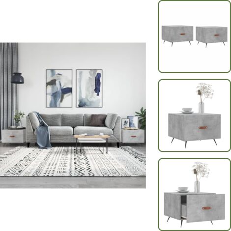 Mesa auxiliar - vidaXL Mesa de centro 2 uds madera ingeniería gris hormigón 50x50x40cm - Almacenamiento