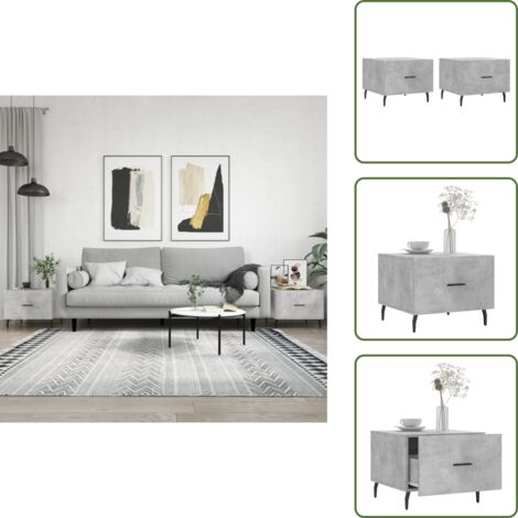Mesa auxiliar - vidaXL Mesa de centro 2 uds madera ingeniería gris hormigón 50x50x40cm - Almacenamiento