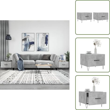 Mesa auxiliar - vidaXL Mesa de centro 2 uds madera ingeniería gris hormigón 50x50x40cm - Almacenamiento