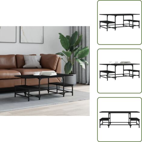 Mesa auxiliar - vidaXL Mesa de centro madera contrachapada negro 100x50,5x40 cm - Almacenamiento