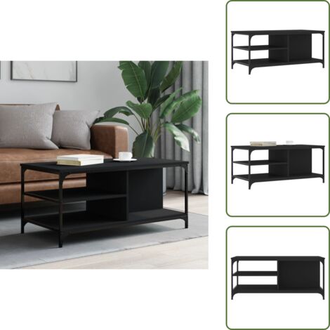 Mesa auxiliar - vidaXL Mesa de centro madera contrachapada negro 100x50x45 cm - Almacenamiento