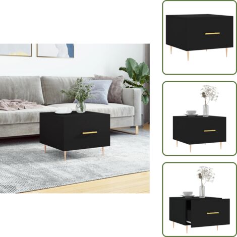 Mesa auxiliar - vidaXL Mesa de centro madera contrachapada negro 50x50x40 cm - Almacenamiento