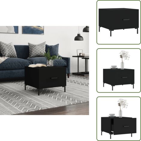 Mesa auxiliar - vidaXL Mesa de centro madera contrachapada negro 50x50x40 cm - Almacenamiento