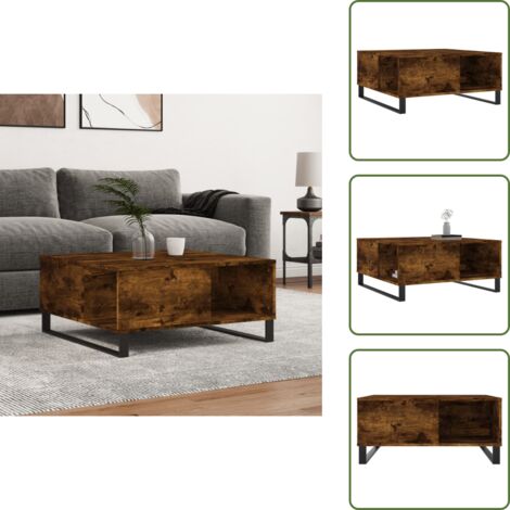 Mesa auxiliar - vidaXL Mesa de centro madera contrachapada roble ahumado 80x80x36,5 cm - Almacenamiento
