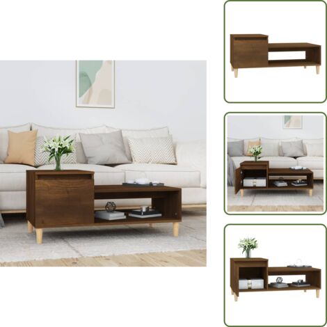 Mesa auxiliar - vidaXL Mesa de centro madera contrachapada roble marrón 100x50x45 cm - Almacenamiento