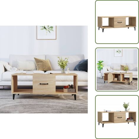 Mesa auxiliar - vidaXL Mesa de centro madera contrachapada roble sonoma 102x50x40 cm - Almacenamiento