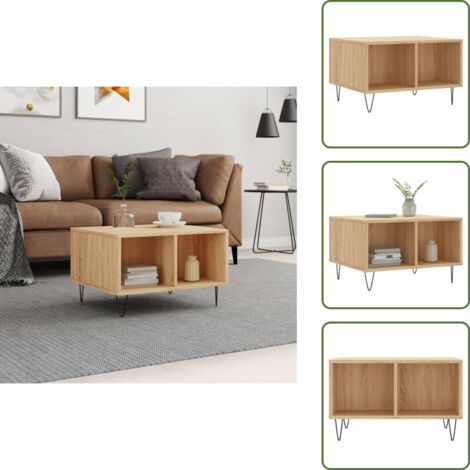 Mesa auxiliar - vidaXL Mesa de centro madera contrachapada roble Sonoma 60x50x36,5 cm - Almacenamiento
