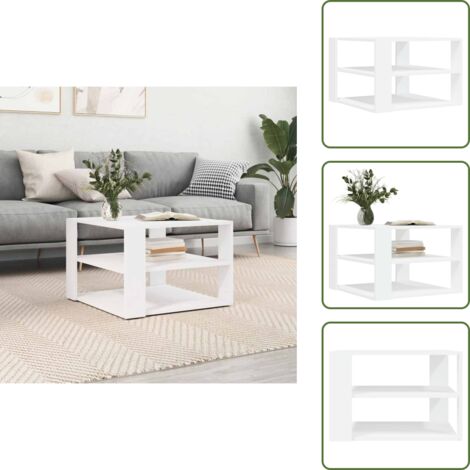 Mesa auxiliar - vidaXL Mesa de centro madera de ingeniería blanco 58x58x40 cm - Mesa de salón