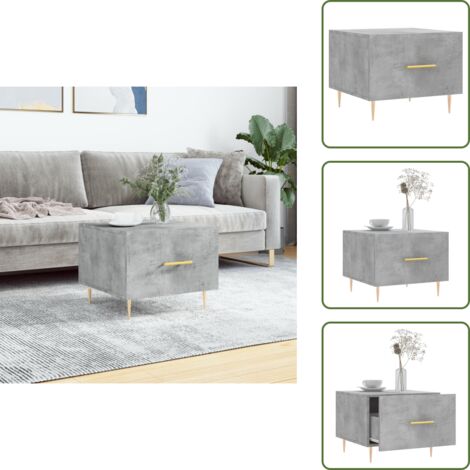 Mesa auxiliar - vidaXL Mesa de centro madera de ingeniería gris hormigón 50x50x40 cm - Almacenamiento