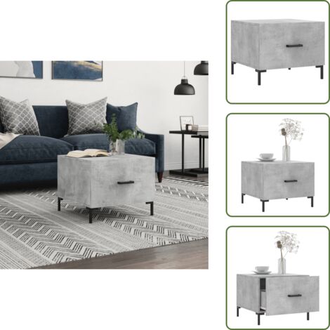 Mesa auxiliar - vidaXL Mesa de centro madera de ingeniería gris hormigón 50x50x40 cm - Almacenamiento