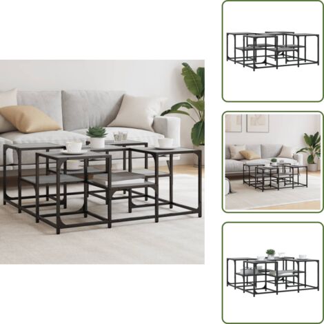 Mesa auxiliar - vidaXL Mesa de centro madera de ingeniería gris Sonoma 91x91x40 cm - Mesa gris Sonoma