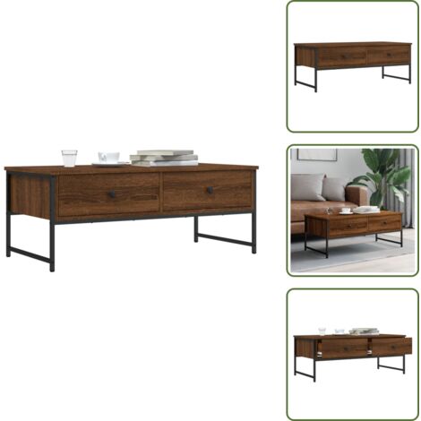 Mesa auxiliar - vidaXL Mesa de centro madera de ingeniería marrón roble 101x49x39,5 cm - Almacenamiento