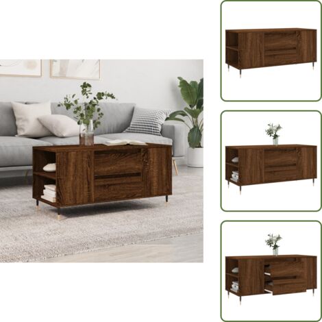Mesa auxiliar - vidaXL Mesa de centro madera de ingeniería marrón roble 102x44,5x50 cm - Almacenamiento